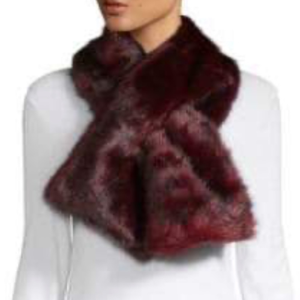 Renvy Burgundy Faux Fur Scarf Wrap